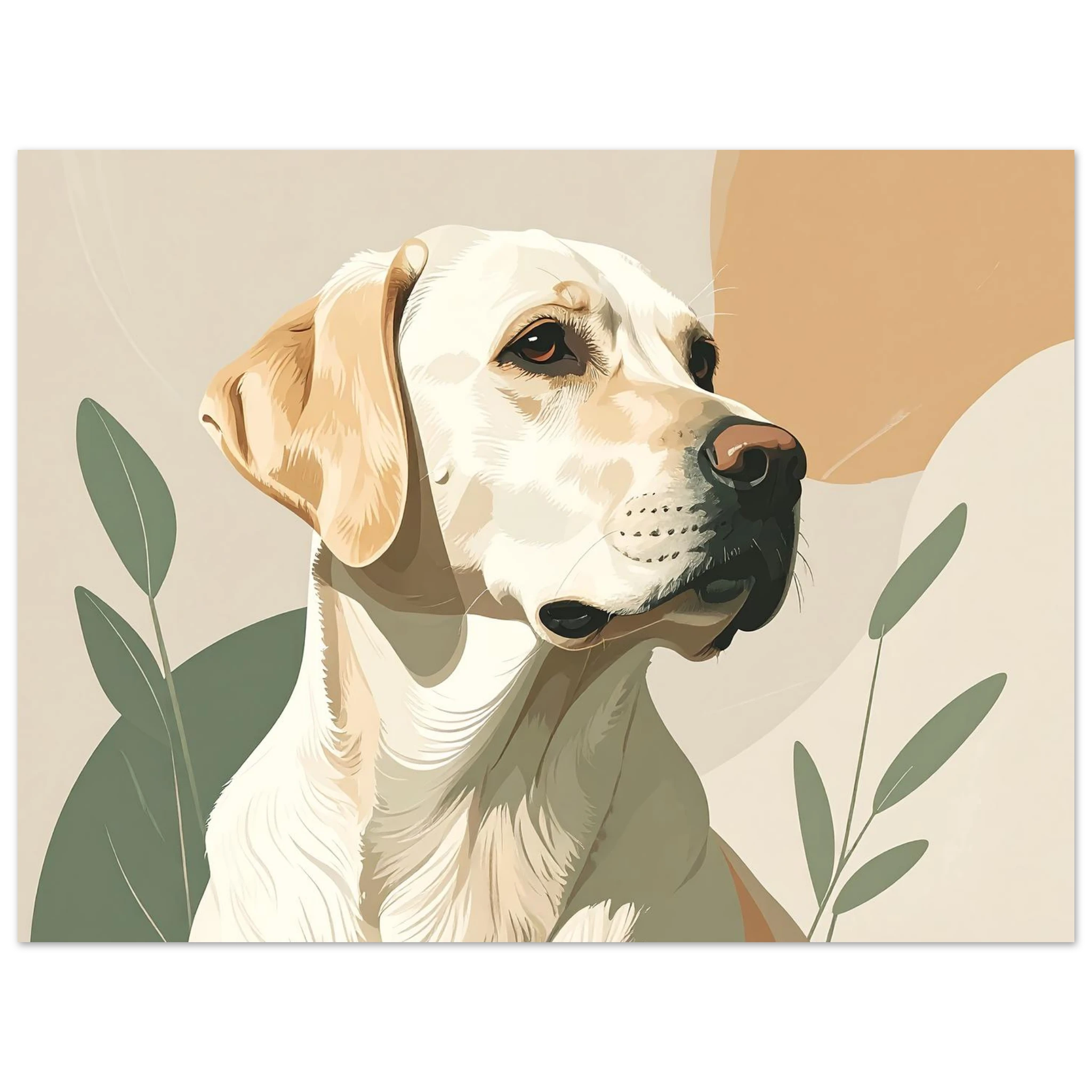 Minimalist Labrador Retriever Kunstdruck: Elegante Haustierporträts in sanften Farben-petllective
