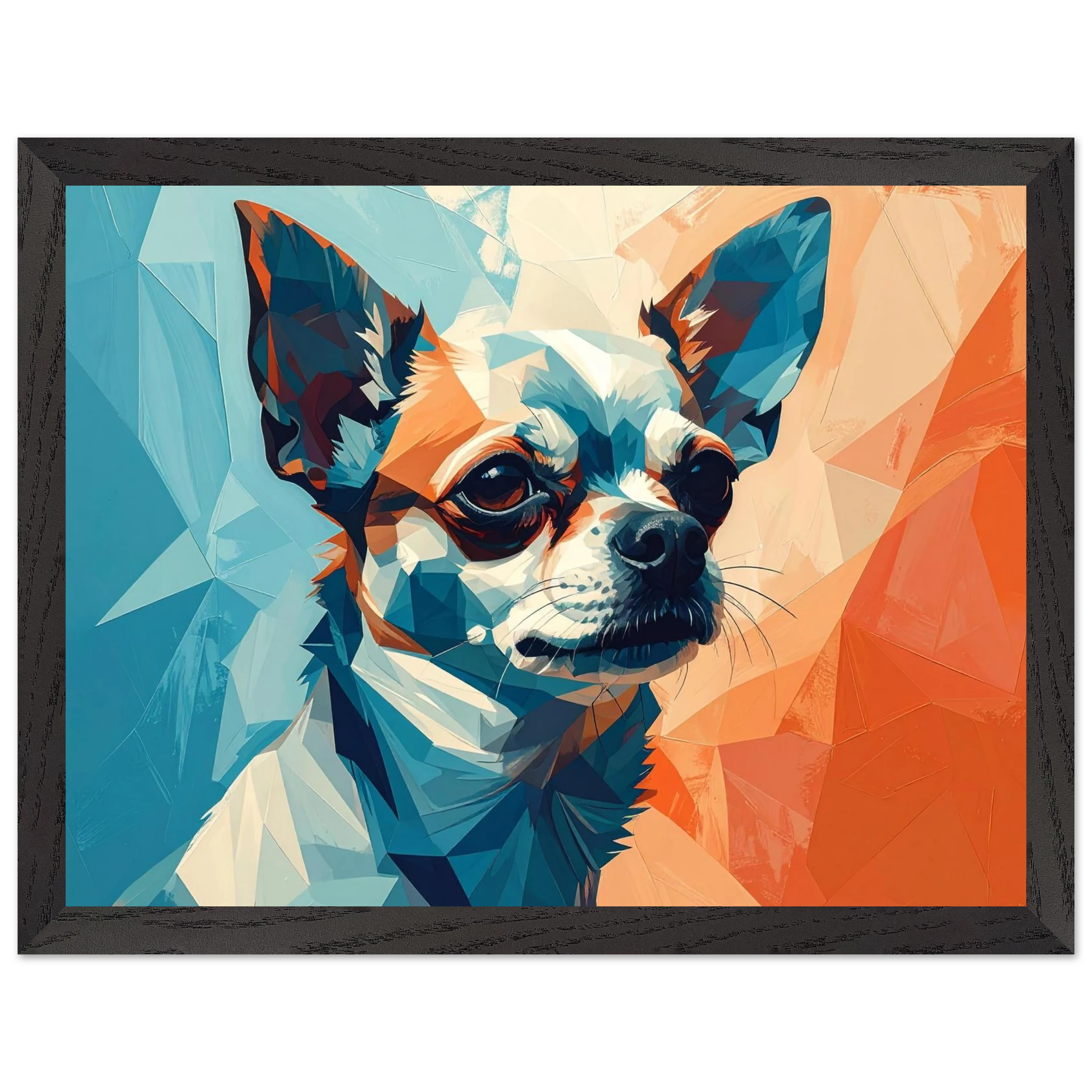 Chihuahua Geometrische Pop-Art: Premium-Poster aus halbmattem Premium-Papier mit Holzrahmen-petllective