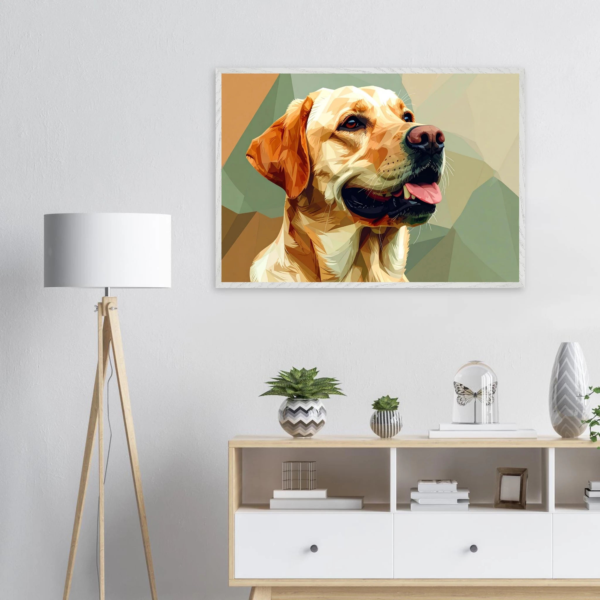Abstrakter Labrador: Gerahmtes Premium-Poster in facettenreichen Farben – Dein perfekter Wandschmuck-petllective