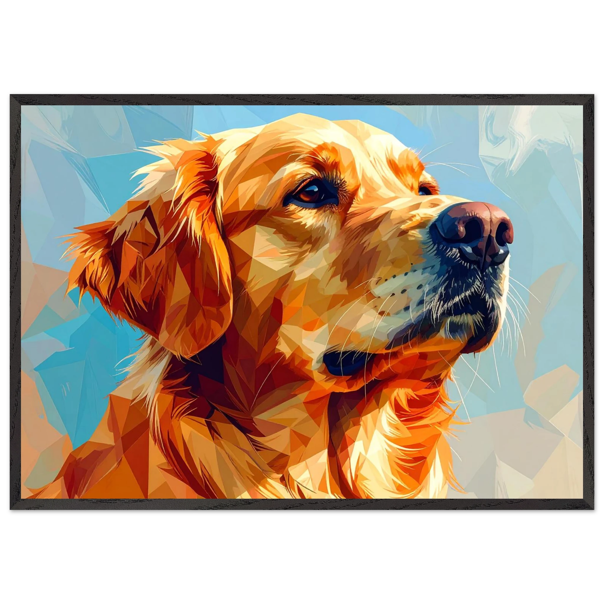 Golden Retriever im Mosaik-Stil: Premium-Poster mit Holzrahmen – für dein Zuhause in verschiedenen Größen & Rahmenfarben-petllective