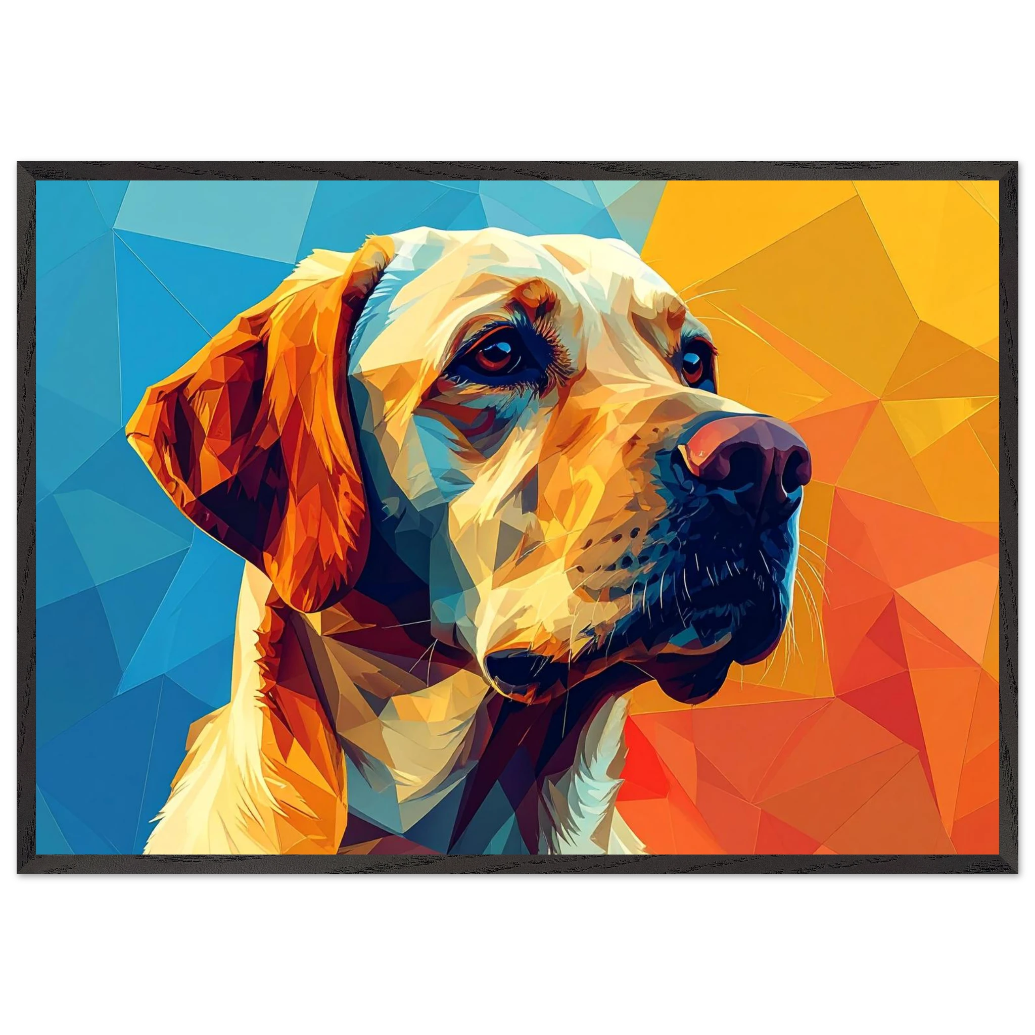 Labrador-Retriever-Portrait: Premium-Poster aus halbmattem Premium-Papier mit Holzrahmen-petllective
