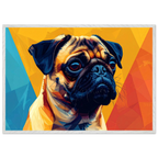 Abstrakter Mops-Kunstdruck: Premium-Poster mit Holzrahmen in leuchtendem, modernem Stil-petllective