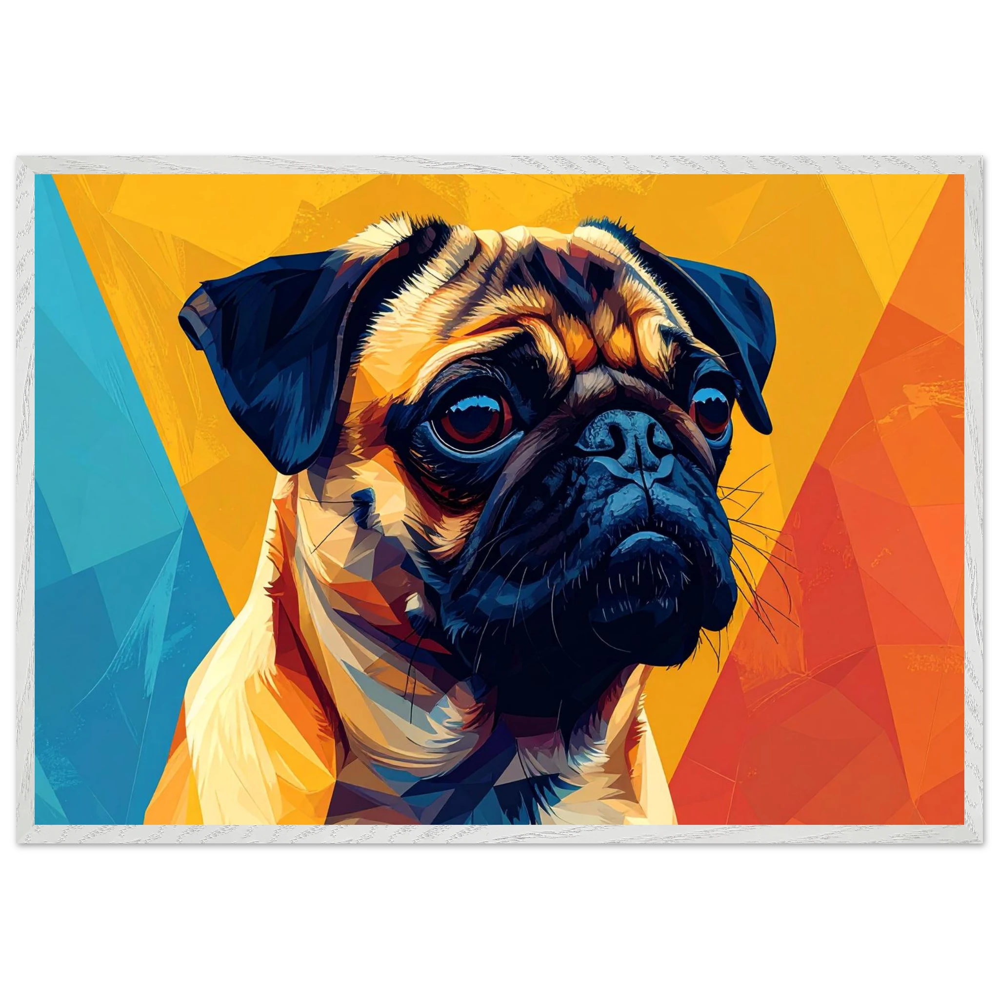 Abstrakter Mops-Kunstdruck: Premium-Poster mit Holzrahmen in leuchtendem, modernem Stil-petllective