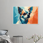 Chihuahua Geometrische Pop-Art: Premium-Poster aus halbmattem Premium-Papier mit Holzrahmen-petllective