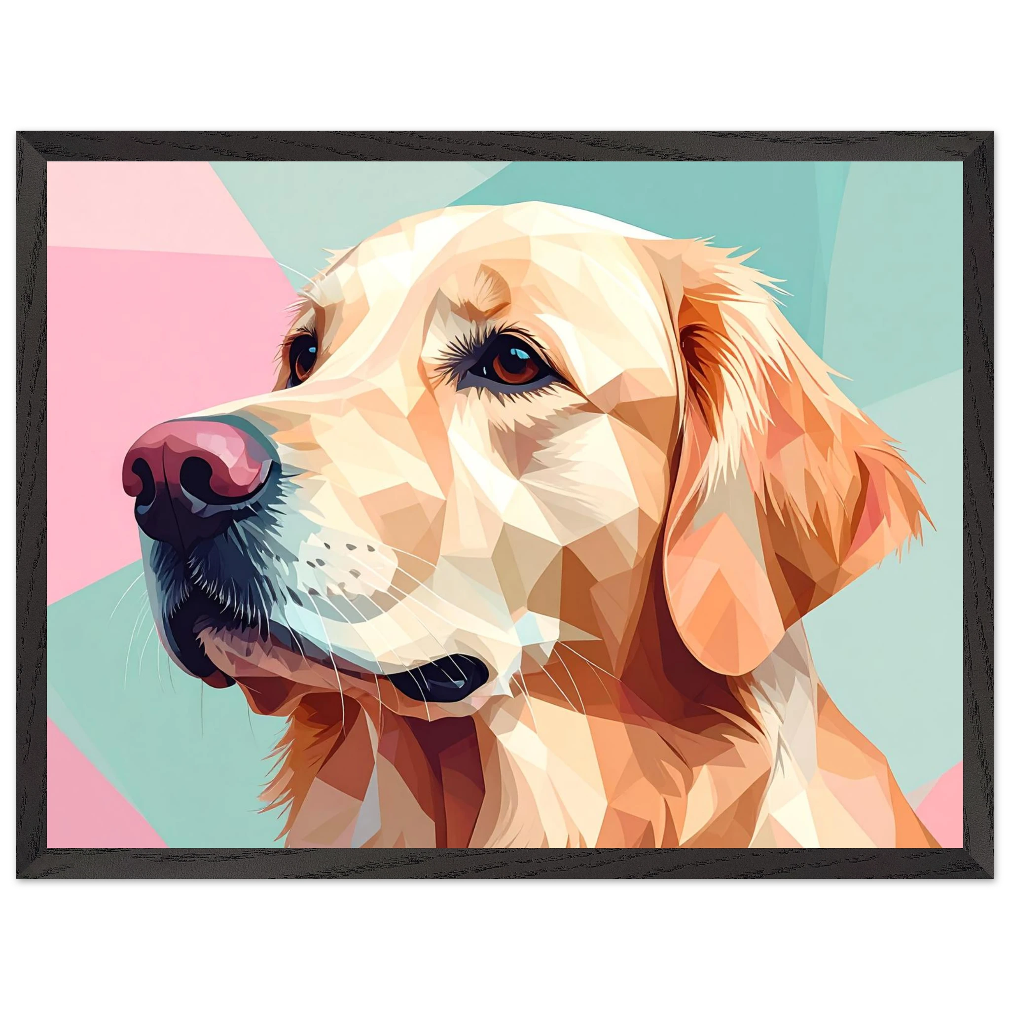 Abstrakter Golden Retriever: Premium-Poster mit Holzrahmen in deinem Wunschformat-petllective