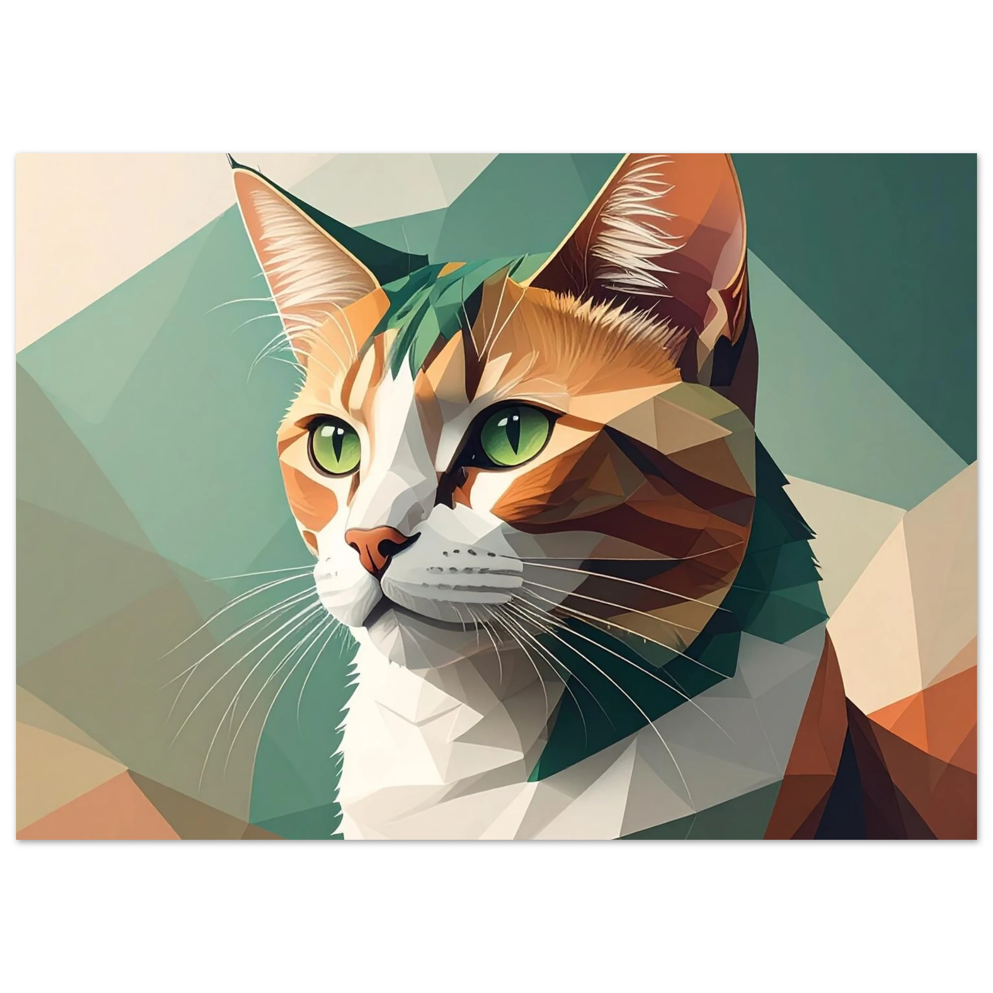 Geometrische Katze Kunstdruck Wandbild – Abstraktes Low-Poly Poster-petllective
