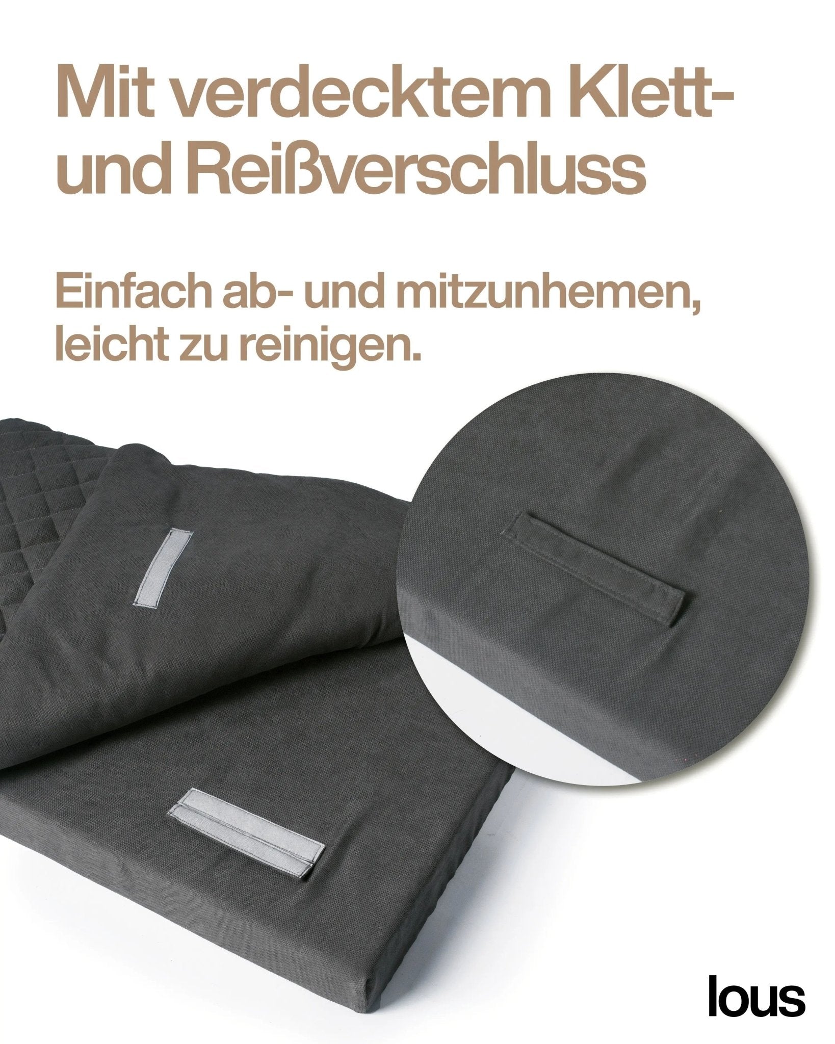 Lous 2 in 1 Hundebett mit abnehmbarem Topper für zu Hause und unterwegs