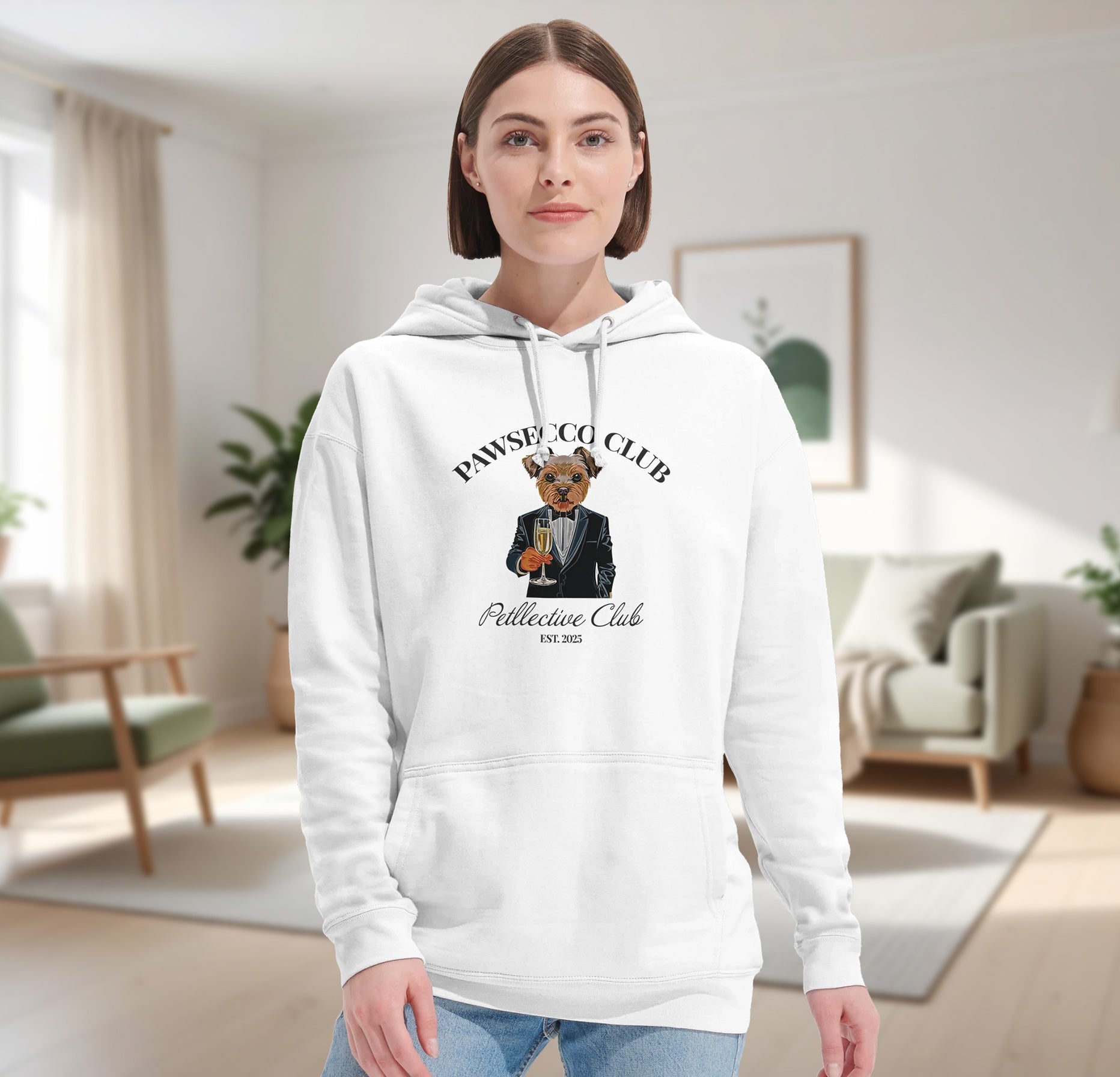 Hoodie „Pawsecco Club“ – Unisex Kapuzenpullover aus Bio-Baumwolle-petllective